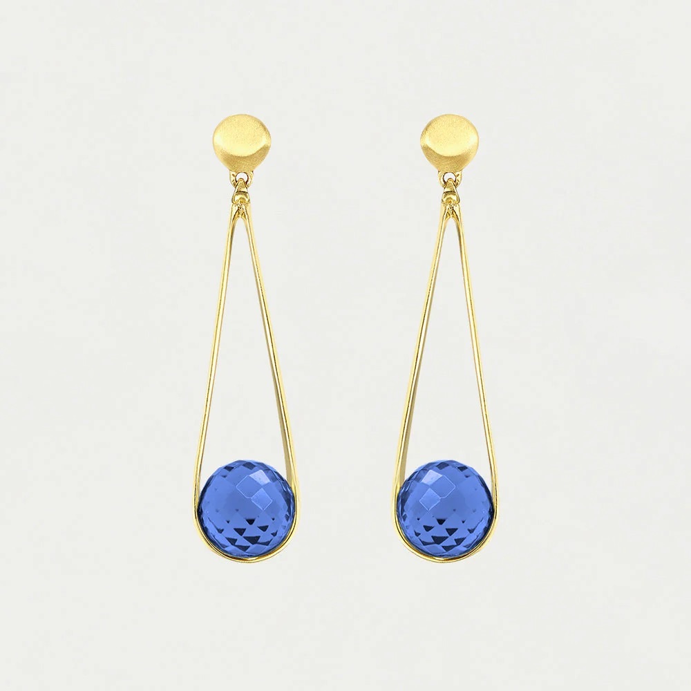 Elegant Gold and Blue Drop Earrings